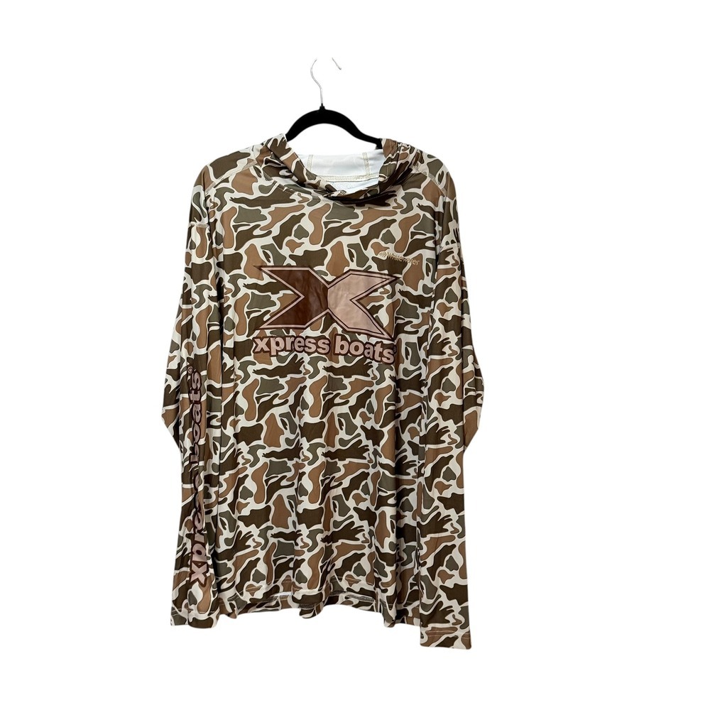 Whitewater Xpress Boats LWT Tech Hoodie Mens 2XL Brown Duck Camo Performance L/S